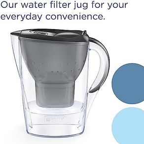 BRITA Marella Water Filter Jug Graphite (2.4L) Starter Pack incl. 3x MAXTRA PRO All-in-1 cartridge  fridge-fitting jug with digital LTI and Flip-Lid