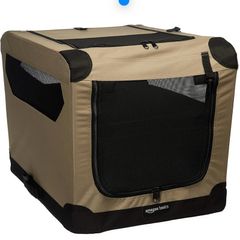 Portable Soft-Sided Folding Travel Crate Kennel for cat, dog, and other small animals, Tan,
