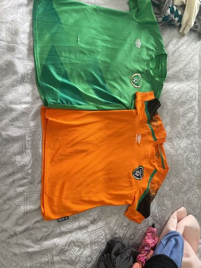 2 Ireland jerseys home kit and away kit orange and green