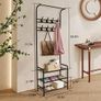 Coat Rack Stand with Shoe and Removable 16 Hooks Free Standing Hall Tree Matte Steel Frame Hat for Storage, Black Image 3