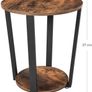 Round Coffee Table, Sofa Table with Steel Frame, 50 x 50 x 57 cm, Robust, Easy Assembly, Table for Living Room, Bedroom, Industrial Design, Vintage Brown/Black Image 2