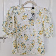 New look yellow and white floral top