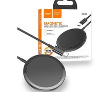 Hoco CW52 Wireless Charger, Magnetic, 15W, Qi Charging, Fast, Universal, Black