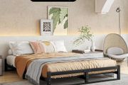King Size Bed Frame,5ft Floor Bed Frame King Size Bed Base with Steel Slats,Heavy Duty Metal Platform Low Bed King Beds 150x200 cm,Mattress Base No Box Spring Needed,No Noise,Black