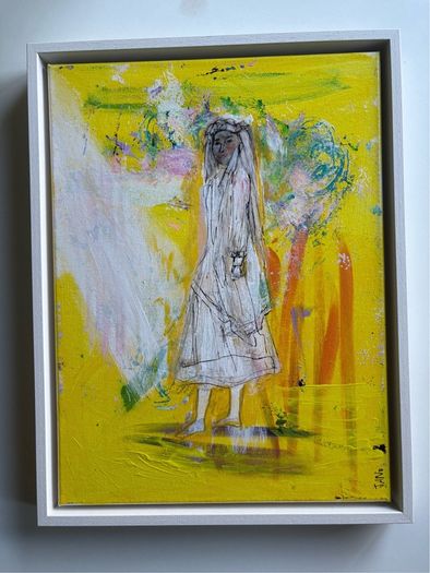 Framed Original Painting Eclectic Art Dublin Wedding Dress Art Bridal Original Art - Fashion Art - Couture Bride - Irish Figurative Art