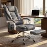 Heated 6 Points Vibration Massage Executive Office Chair Adjustable Swivel Ergonomic High Back Desk Chair Recliner with Footrest Grey Image 8