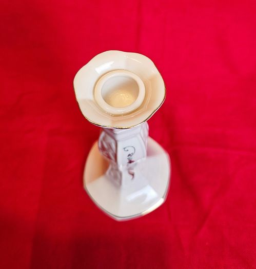 Candlestick Winter Rose , Belleek Pottery