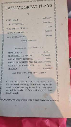 Shakuntala. Great Play Booklet No 6.1929. Rare Vintage. By The British Broadcasting Corporation.