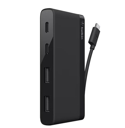 Belkin Usb-c 4-port Mini Hub Type C 2x Usb-c 2x Usb-a Ports Blk New F4u090btblk