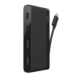 Belkin Usb-c 4-port Mini Hub Type C 2x Usb-c 2x Usb-a Ports Blk New F4u090btblk