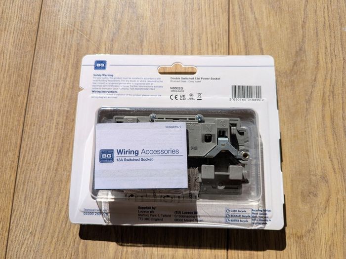 2x BG Nexus Brushed Steel NBS22G Double Socket Switched