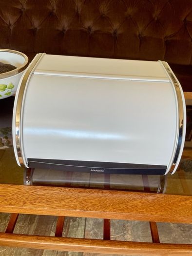 Brabantia Roll Top Bread Bin Countertop Storage Box White Mid Size