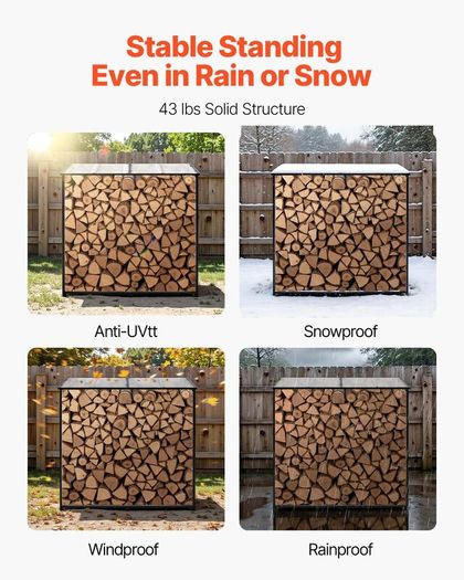 Outdoor Firewood Rack with Roof 143cm