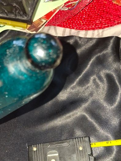 Antique 19th century Mouth-Blown Teal-Green Glass Rolling Pin, Historically known as sailor's tokens or love tokens