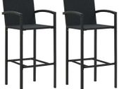 Bar Stools 2 pcs Black Poly Rattan