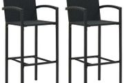 Bar Stools 2 pcs Black Poly Rattan