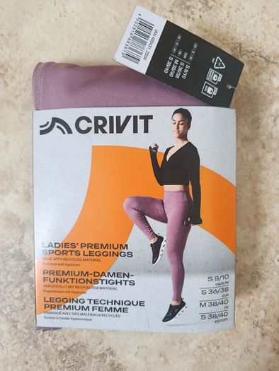 2x Crivit Ladies' Premium Sports Leggings Pink & Black S EUR 36/38 GB 8/10 Lidl
