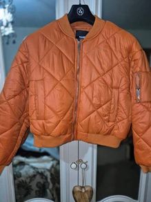 Pull & Bear Burnt Orange Puffer Bomber - Size 12, AV