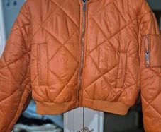 Pull & Bear Burnt Orange Puffer Bomber - Size 12, AV