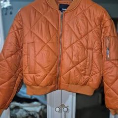 Pull & Bear Burnt Orange Puffer Bomber - Size 12, AV