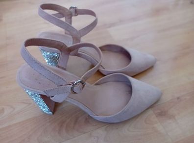 Glitter Block Heels UK4