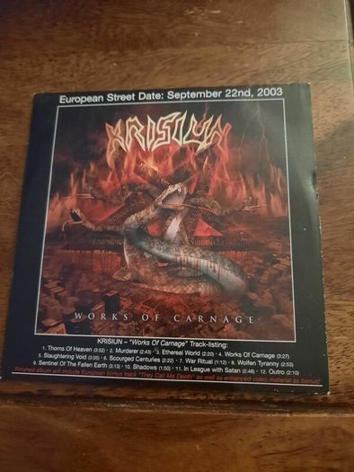 KRISIUN: Works of Carnage CD- 2003 Promo