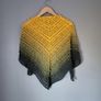 Handmade crochet triangle shawl wrap. Green and yellow ombre lacy shawl Image 4