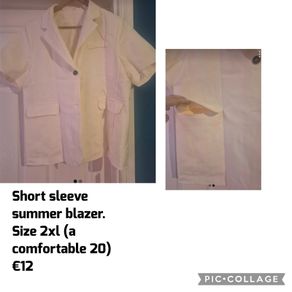 cream short sleeve blazer