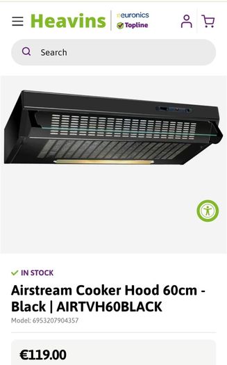 Air Stream Cooker Hood - Extractor