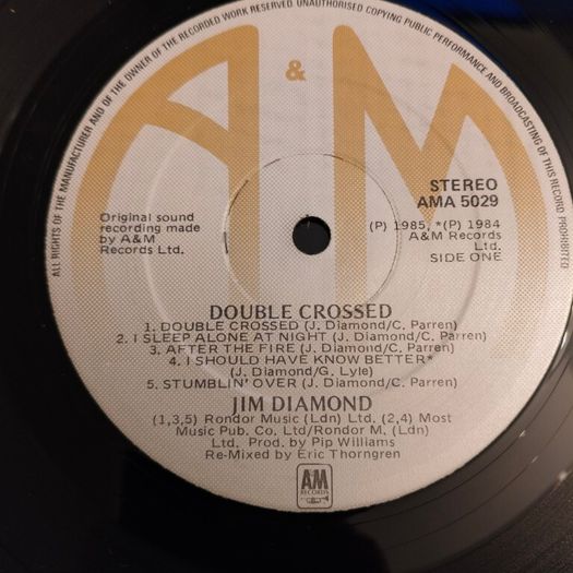 Jim Diamond - double crossed Irish pressing