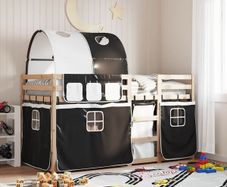 Bunk Bed without Mattress White&Black 90x200 cm Solid Wood Pine