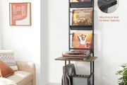 Brown Vinyl Record Storage with Player Stand 200 Albums Vinyl Record Holder Cabinet with Wall Mount, Record Player Table for Living Room or Bedroom