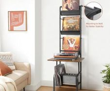 Brown Vinyl Record Storage with Player Stand 200 Albums Vinyl Record Holder Cabinet with Wall Mount, Record Player Table for Living Room or Bedroom