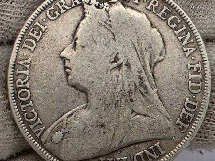 Great Britain Silver 1898 Crown LXII Queen Victoria Coin
