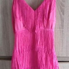 fringe dress pink fits xs-s maybe small m  stretchy