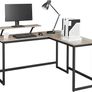 _L-Shaped Desk, Corner Table with Monitor Stand, for Studying, Playing, Working, Space Saving, Adjustable Feet, Metal Frame, Easy Assembly, Taupe and Black Image 6