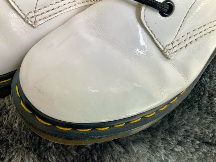 Dr Martens / Docs White Patent Leather Boots 1460