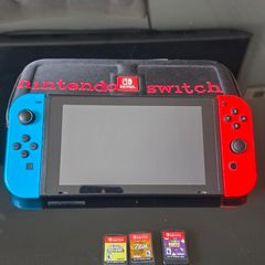 Nintendo Switch Bundle with Zelda & 2 Mario Games + Case | Excellent Condition