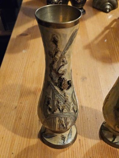 3 X Pairs Of Vases. Porcelain And Metal All In Good Condition. See Photos For Same.