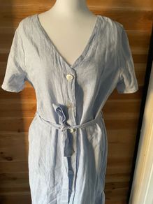 dress midi blue white stripes cotton Mountain Warehouse size 12 new