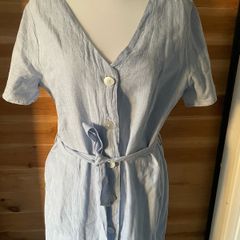 dress midi blue white stripes cotton Mountain Warehouse size 12 new