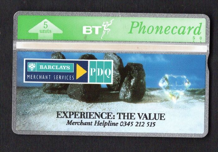 1992 United Kingdom 5 unit British Telecom Barclays Merchant Services The Value (Landis & Gyr) Phone card