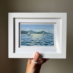 Original Handmade Framed Wall Art | Coastal Home Decor | Small framed painting | Sailing Ocean Decor