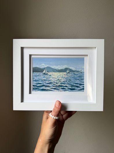 Original Handmade Framed Wall Art | Coastal Home Decor | Small framed painting | Sailing Ocean Decor