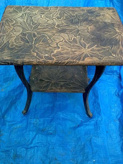 Liberty of London Japanese Arts and Crafts hand carved table
