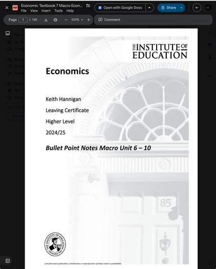 Leaving Cert Economics Institute Notes