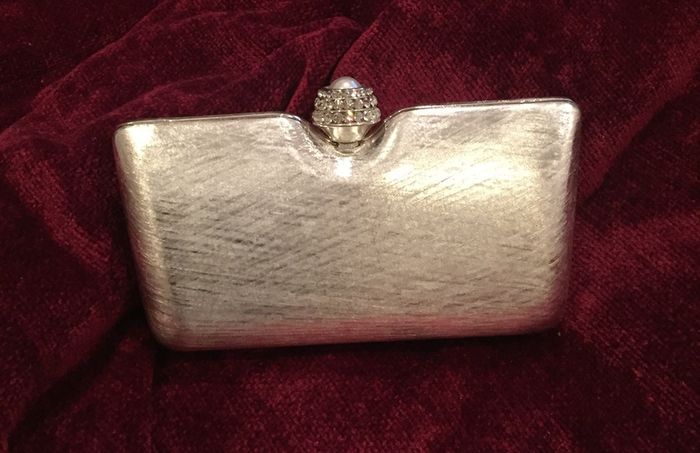 RODO Silver Metal Evening Box Clutch Handbag