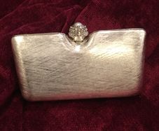 RODO Silver Metal Evening Box Clutch Handbag