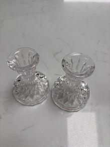 Galway Crystal Ashford 4" Candlestick Pair