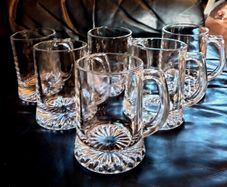 Six Vintage Glass Tankards